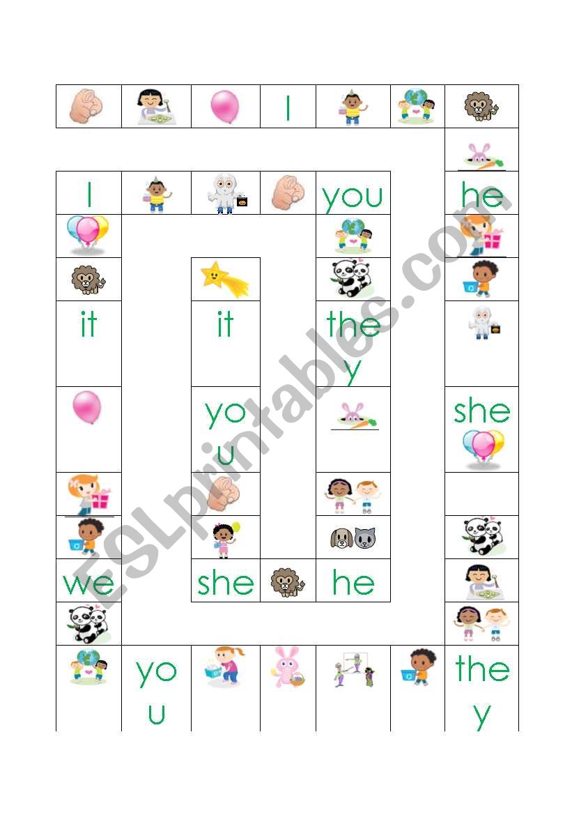 Personal Pronoun Board Game worksheet