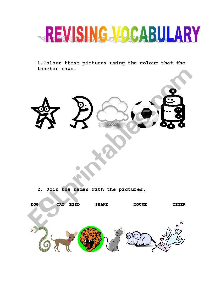revison of vocabulary related with colours, food and animals!!!!