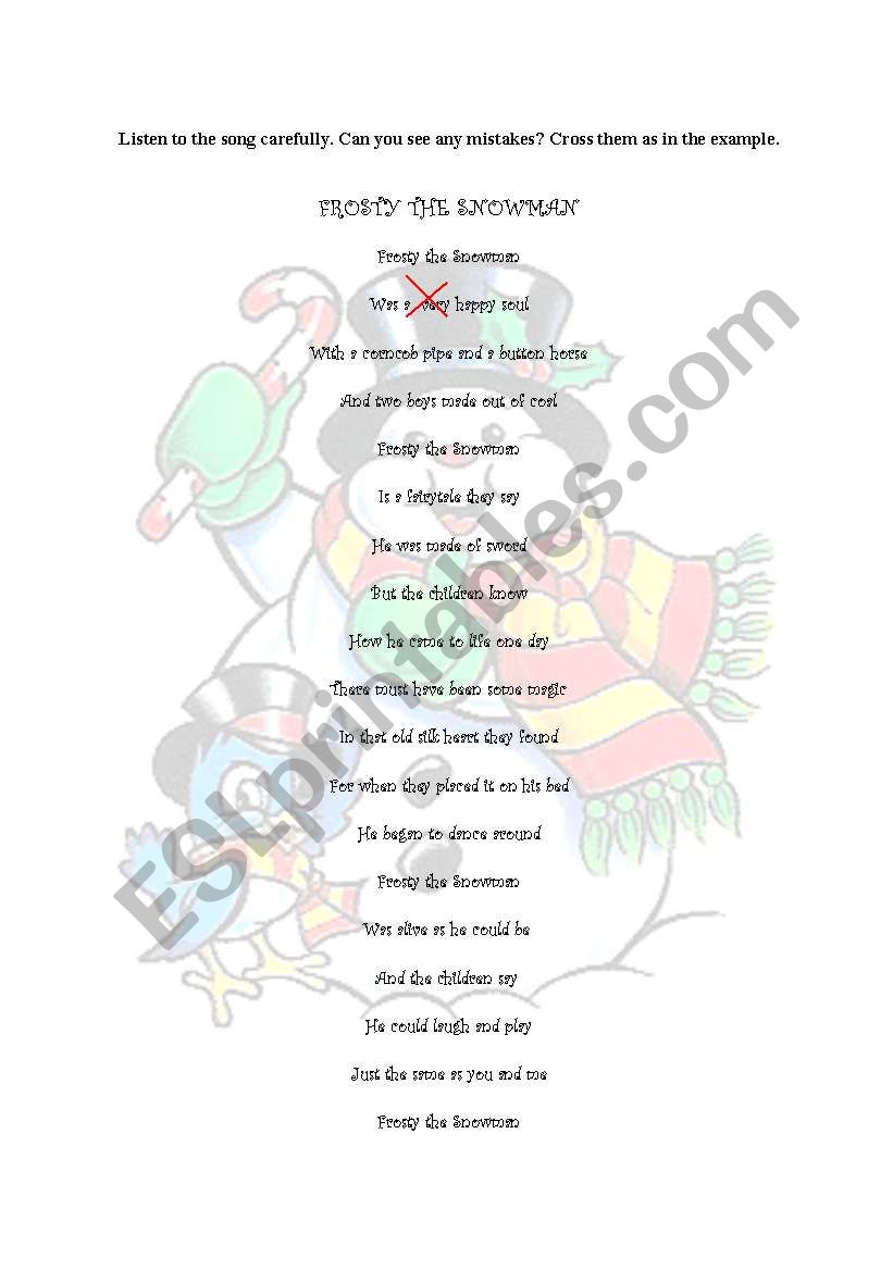 frosty the snowman-song activity