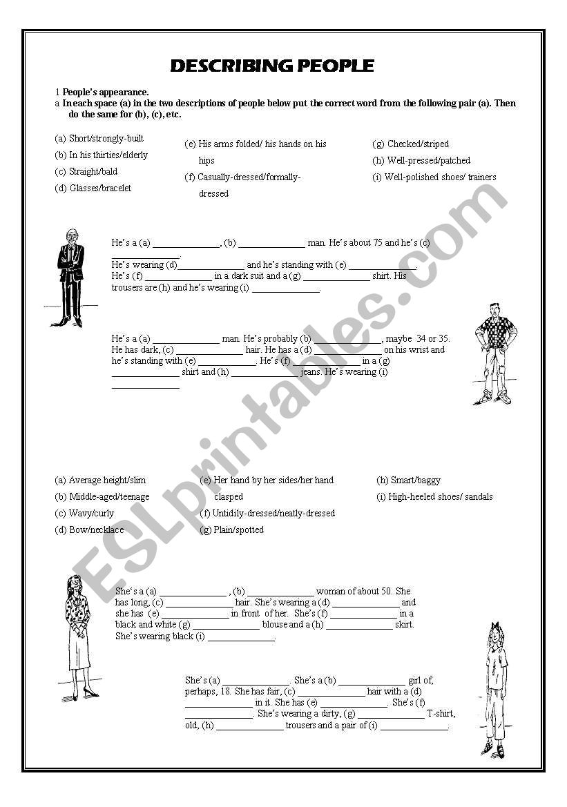 Describing People worksheet