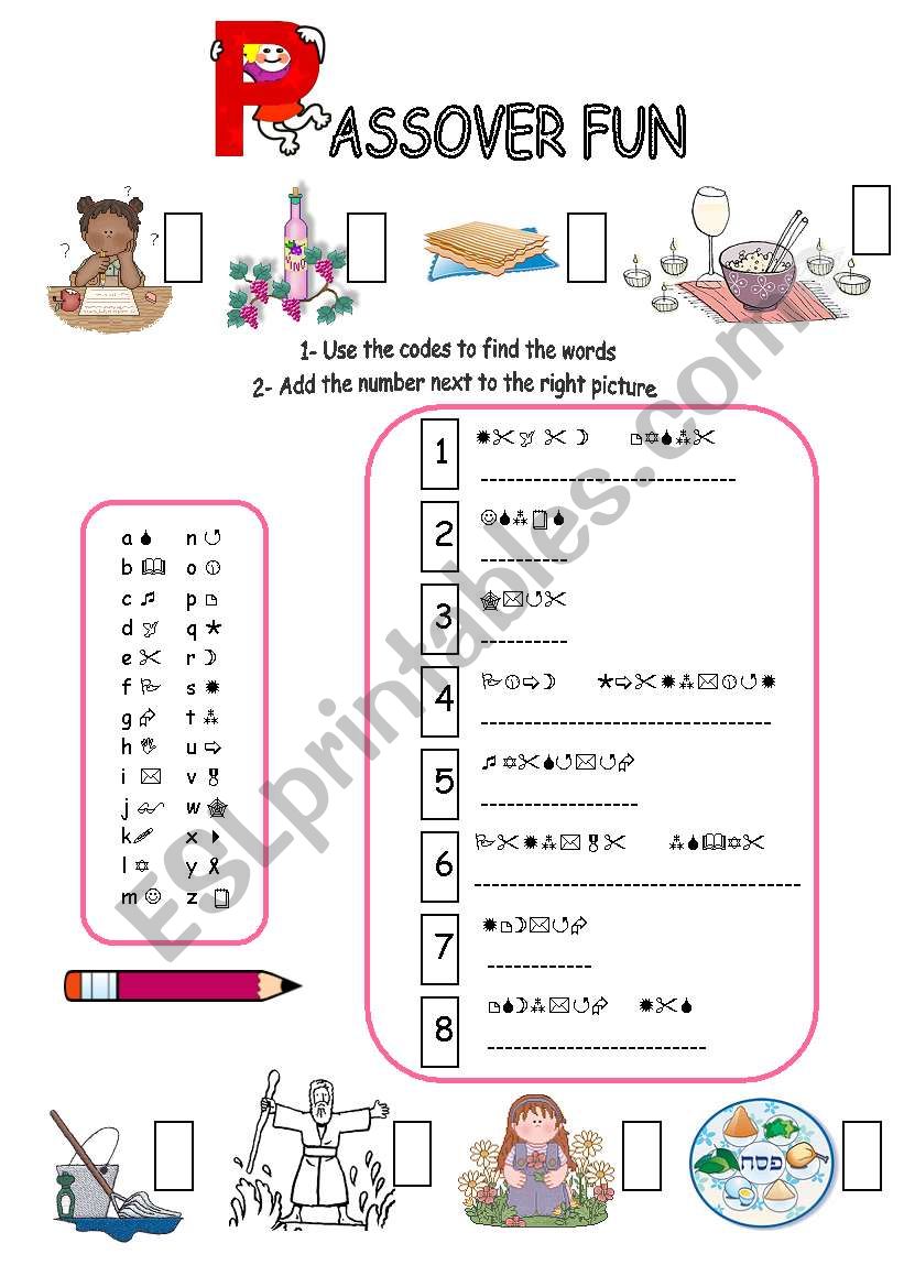 Passover fun  worksheet