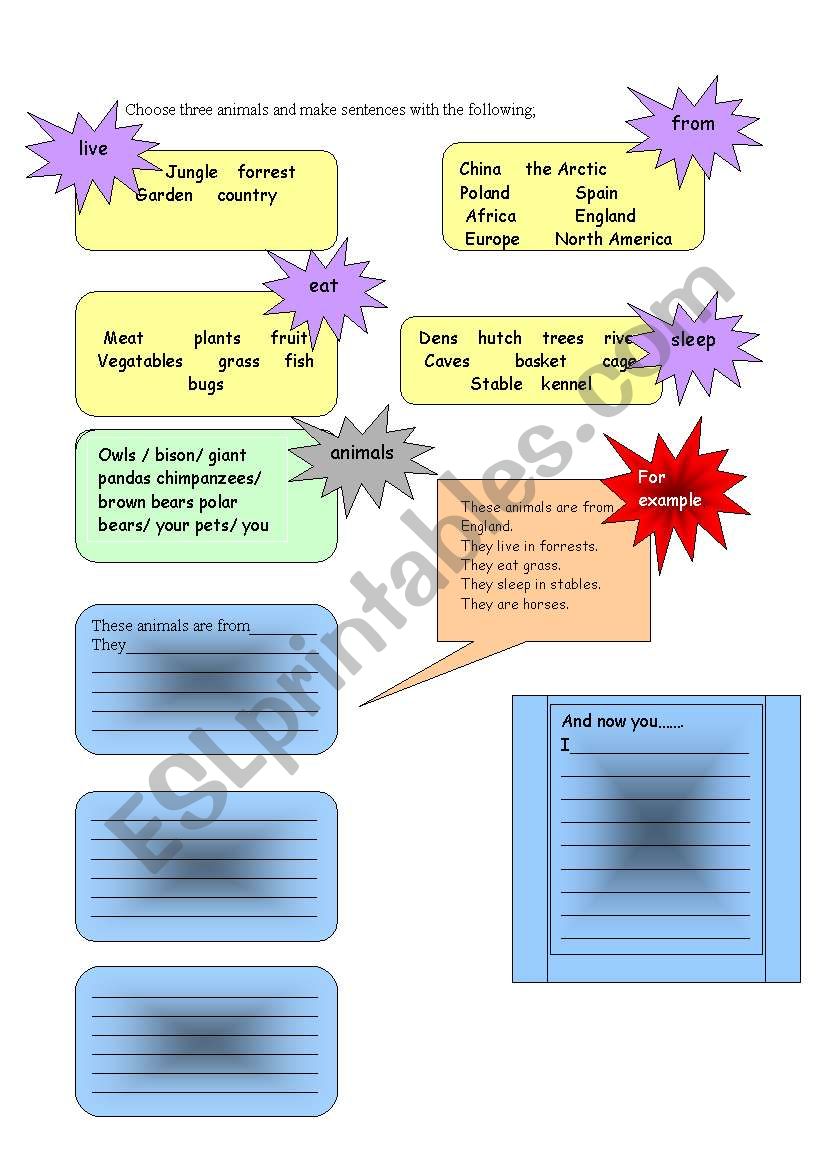 sentence formation using animals