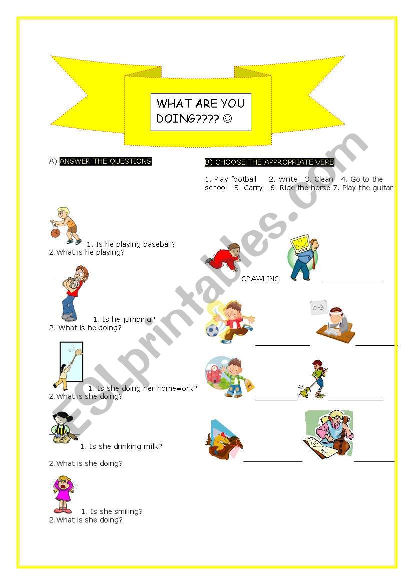 WHAT ARE YOU DOING???:) PRESENT CONTINUOUS TENSE (WITH VERBS AND PICTURES)