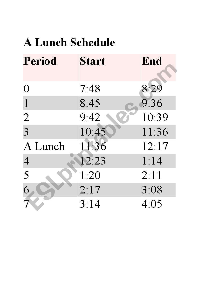 Tell Me The Time Schedule worksheet