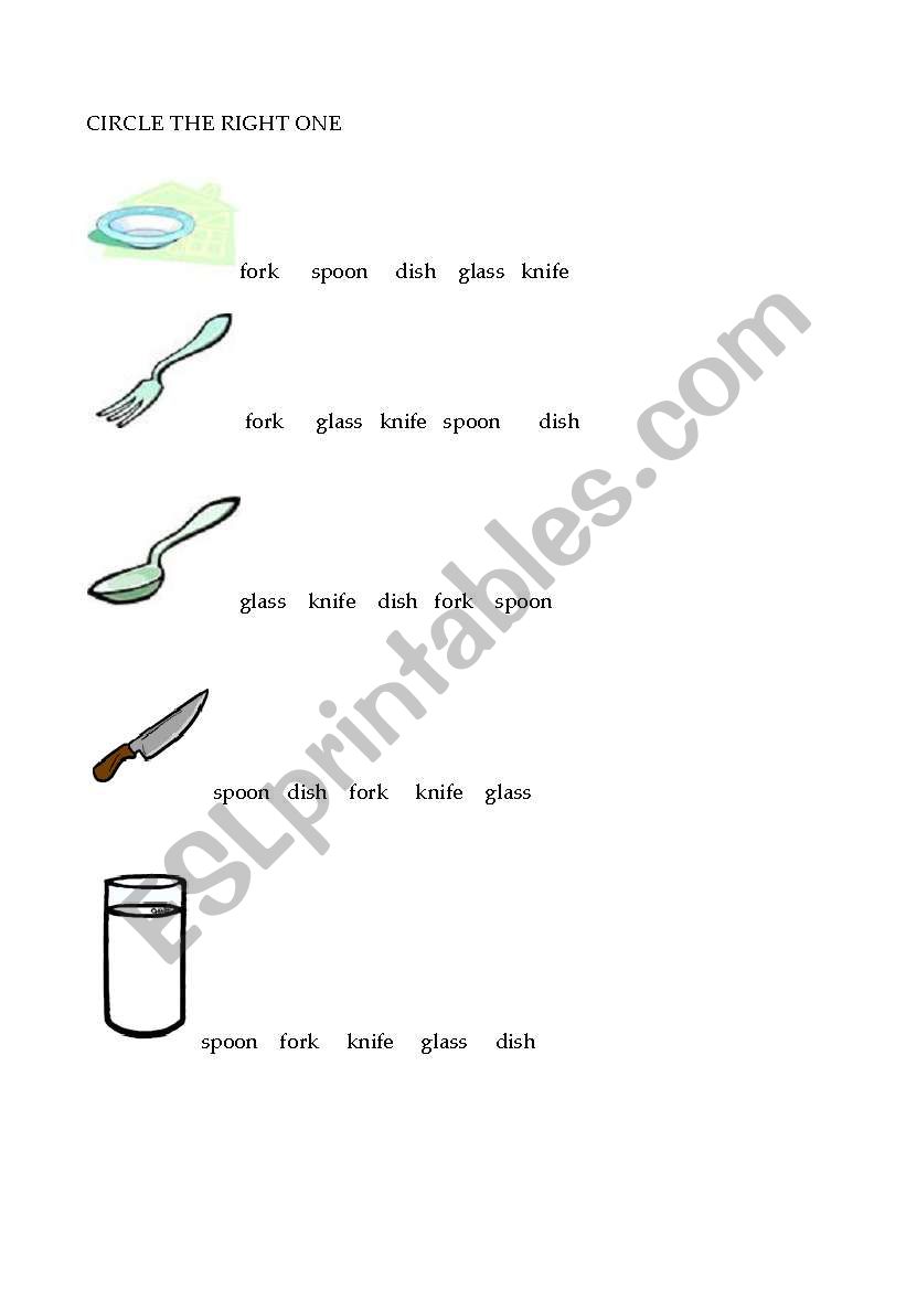 spoon fork knife worksheet