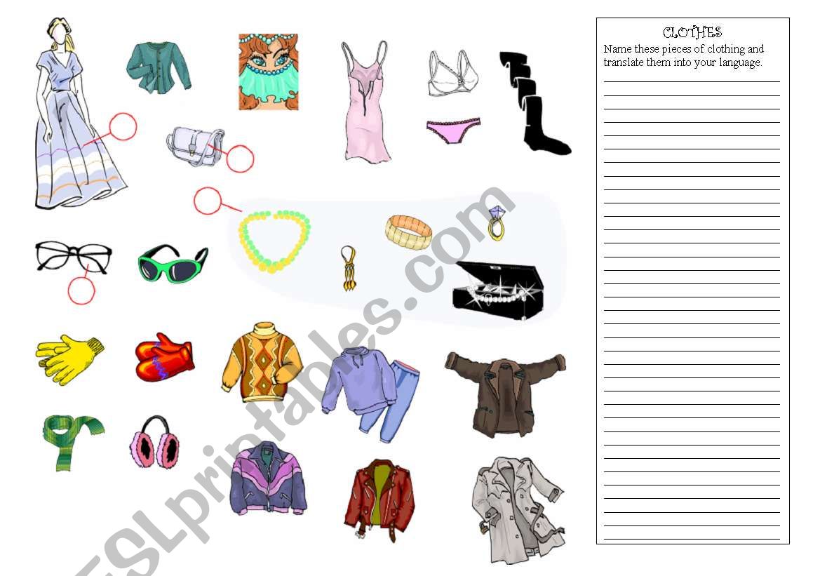 clothes worksheet