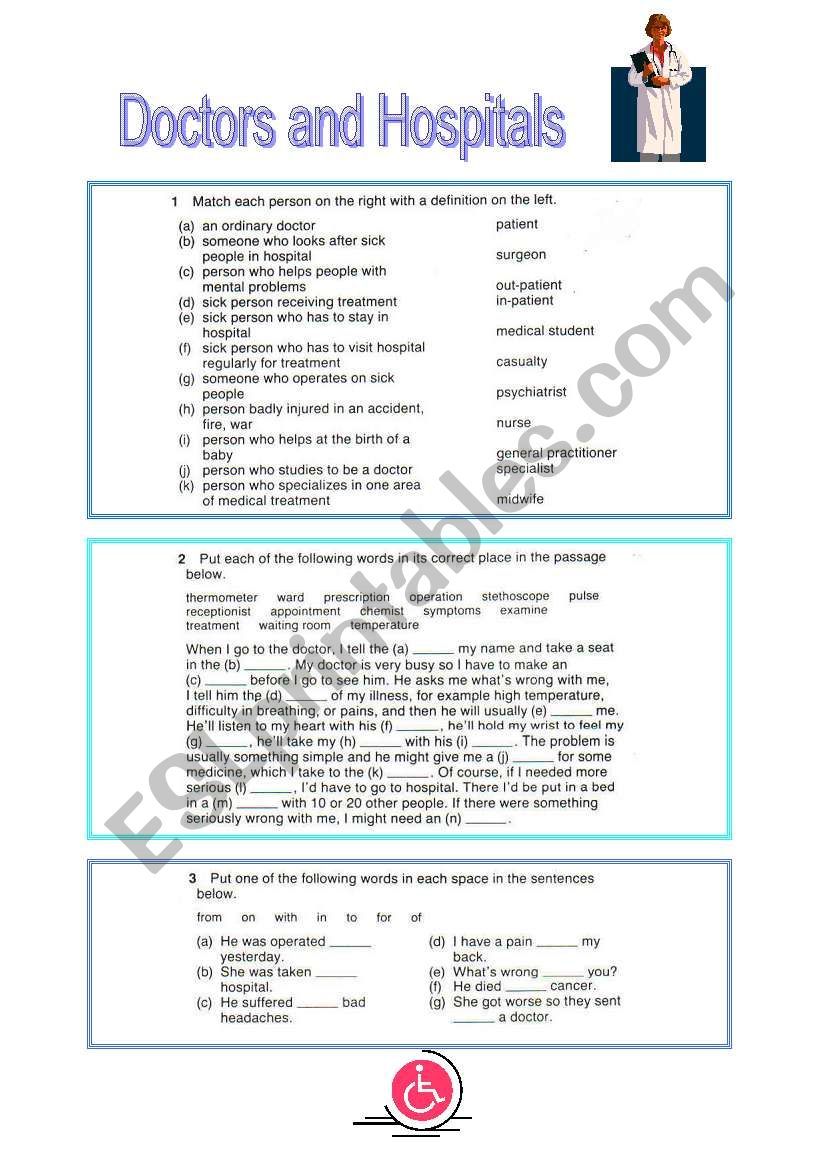 Doctors and Hospitals worksheet