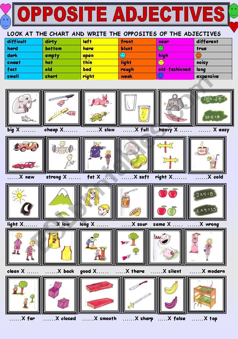 OPPOSITE ADJECTIVES worksheet