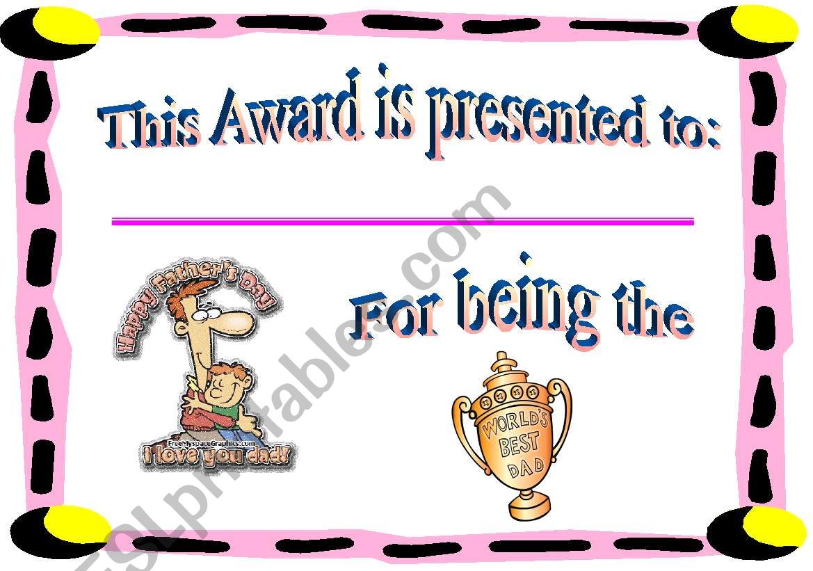 Award - Fathers Day worksheet