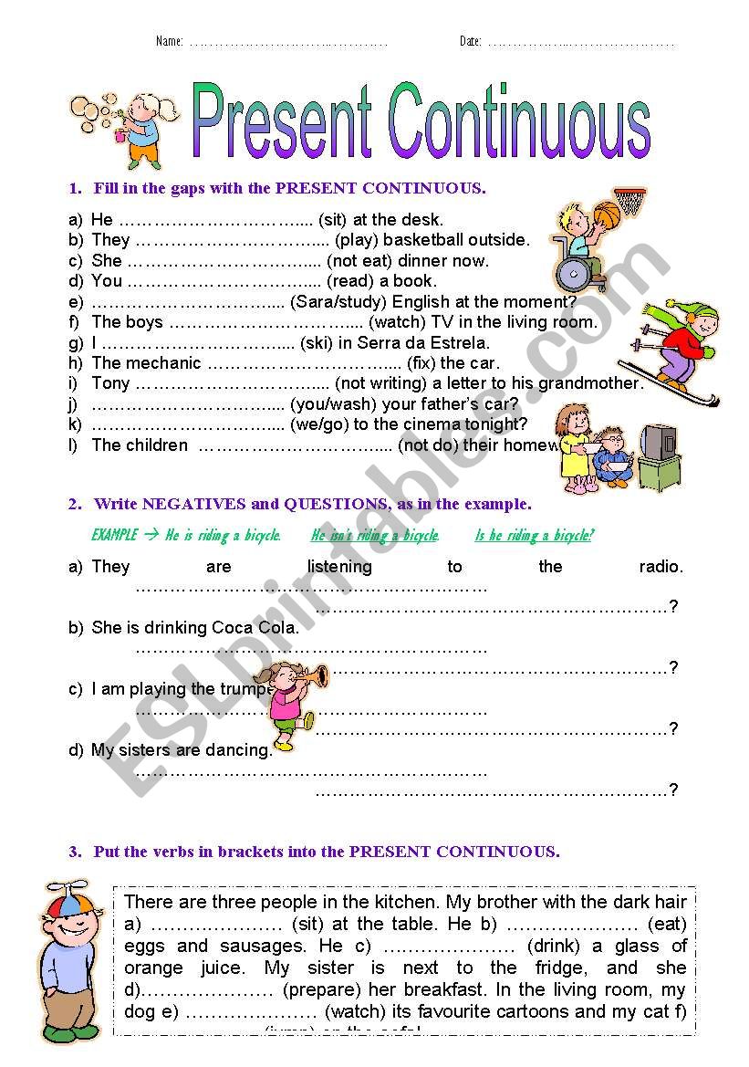 Present Continuous worksheet