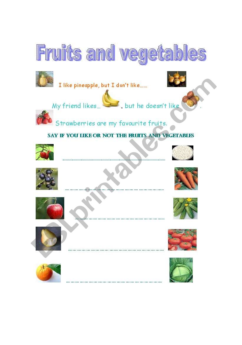 Fruits and Vegetables worksheet