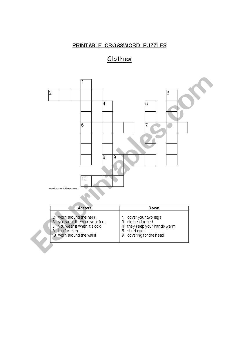 Clothes worksheet