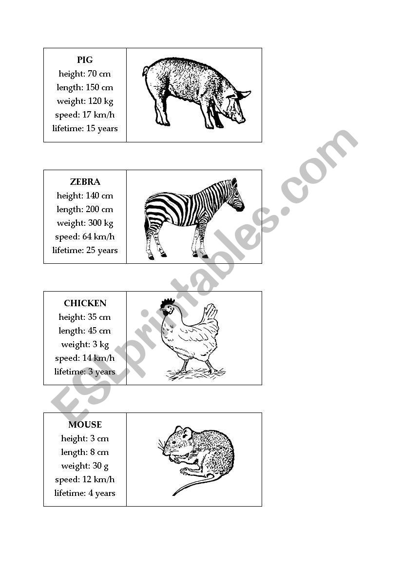 Animal Activity Cards 3 - Comparative