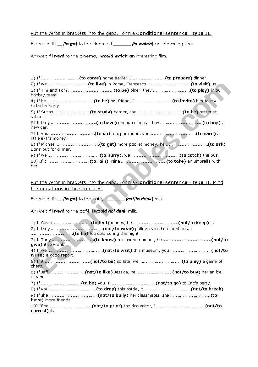 Second conditional worksheet