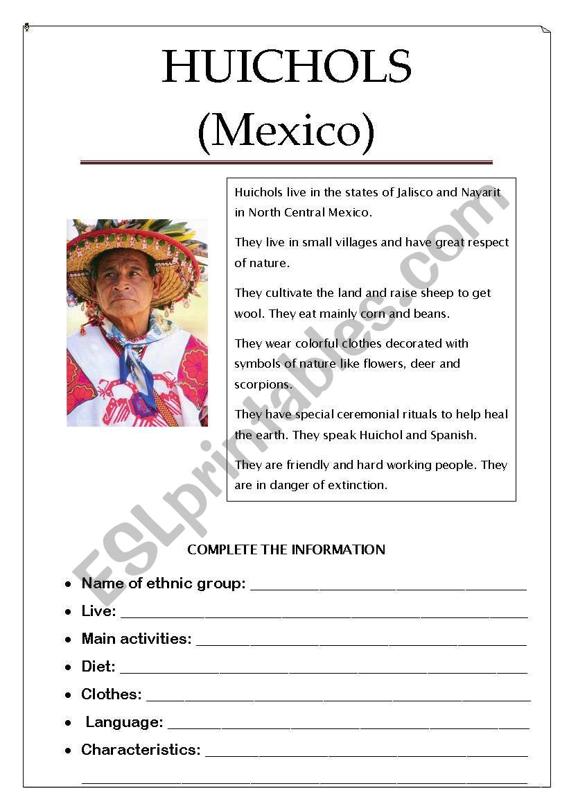 HUICHOLS worksheet