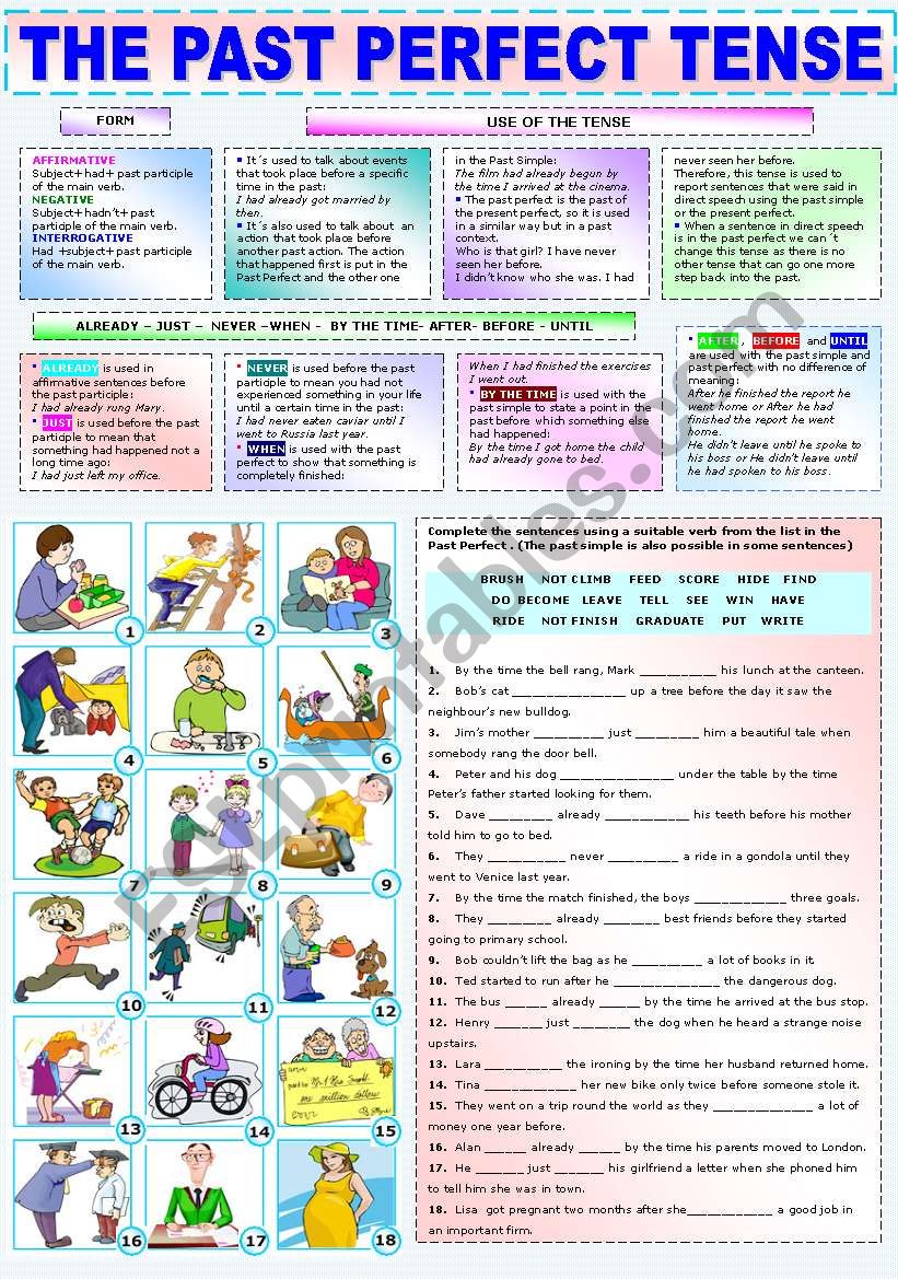 THE PAST PERFECT TENSE worksheet