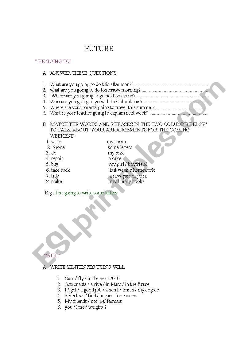 practise the future tense worksheet