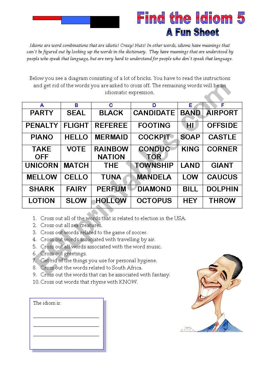 Find the Idiom 5 worksheet