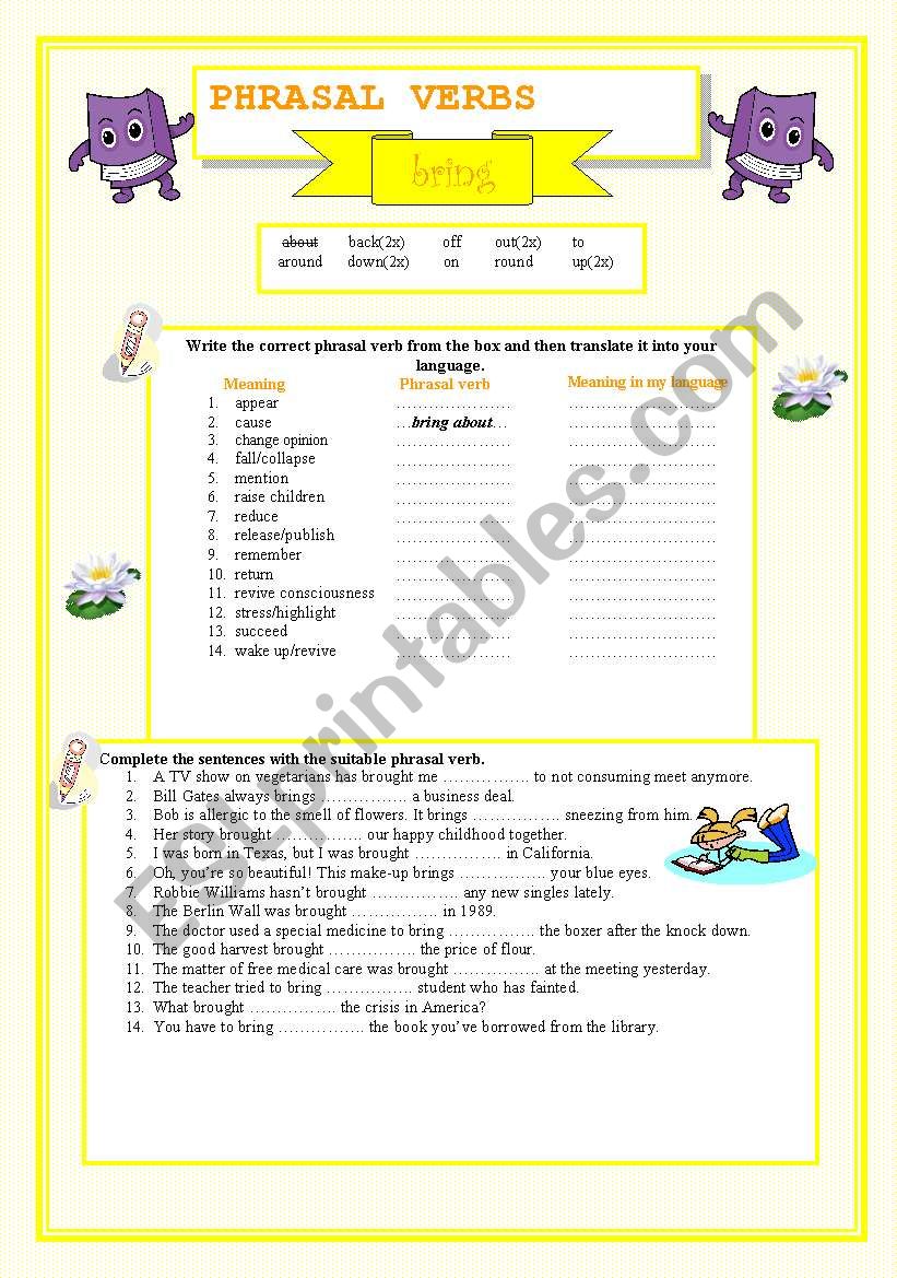 Phrasal verbs - BRING worksheet