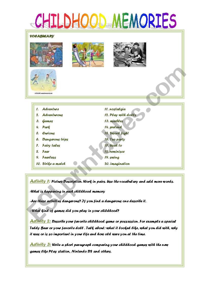 CHILDHOOD MEMORIES worksheet