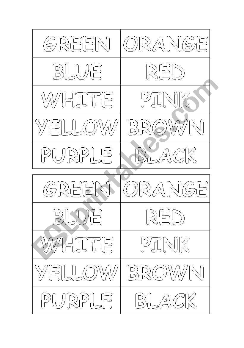 colours worksheet