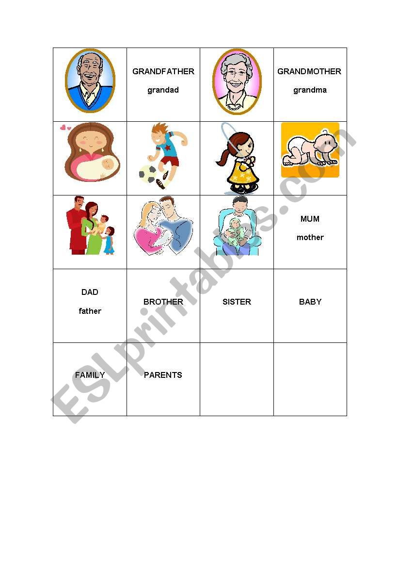 Family Memory Game worksheet