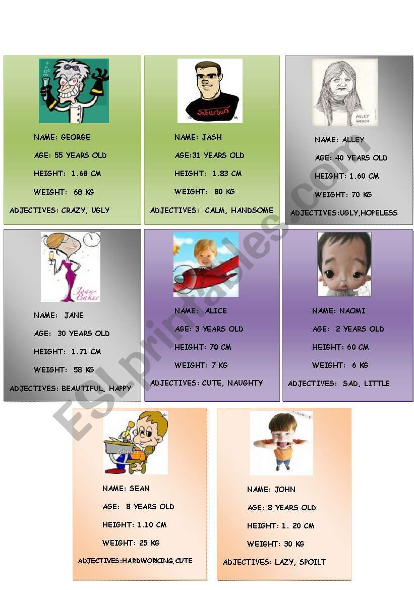 COMPARATIVES-SUPERLATIVES -ACTIVITY CARDS---PART II