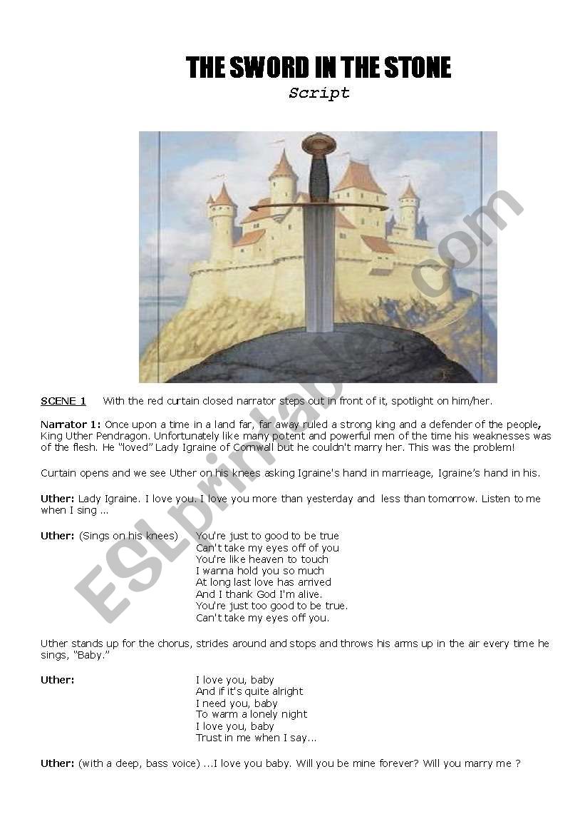 King Arthur & The Sword In The Stone - Play / Musical Script  -  8 pages. Really A LOT OF FUN !!!