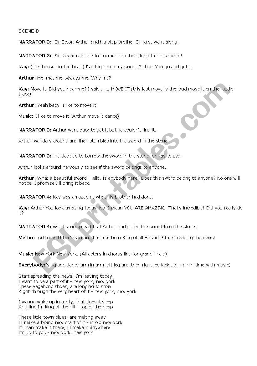 King Arthur The Sword In The Stone Play Musical Script 8