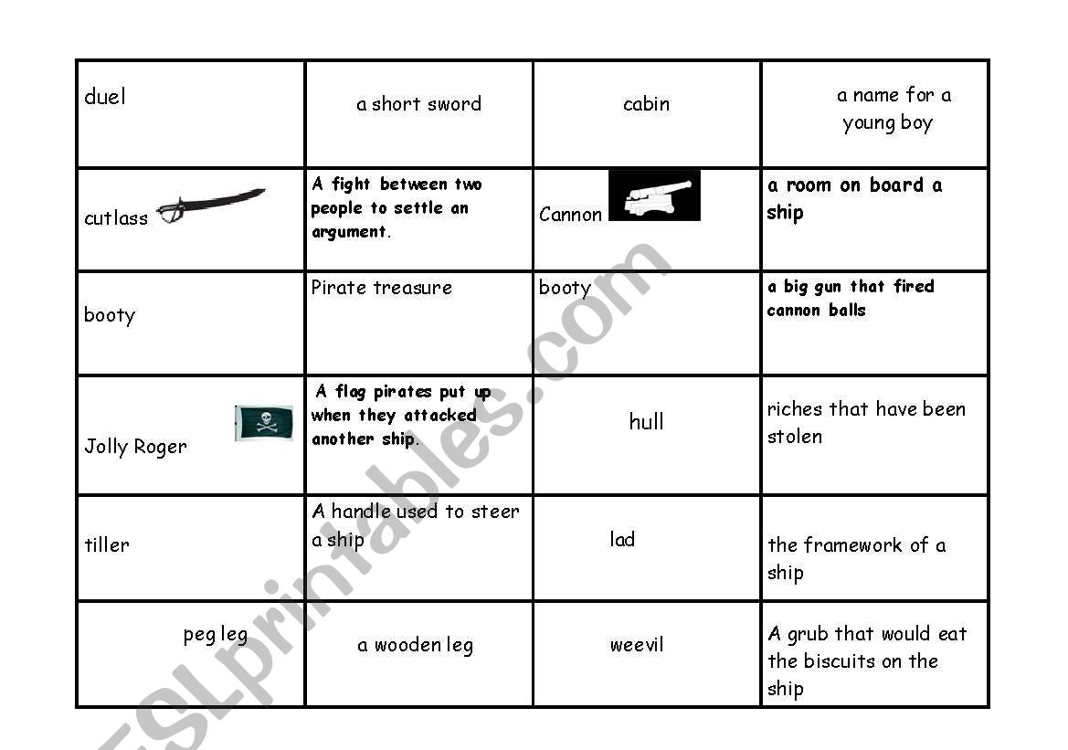 Pirate words  worksheet