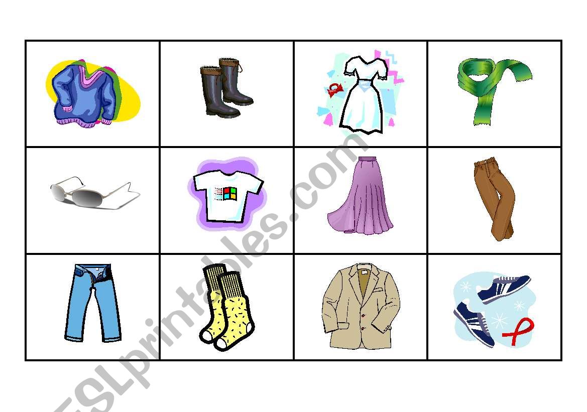 Clothes - Memory Game worksheet