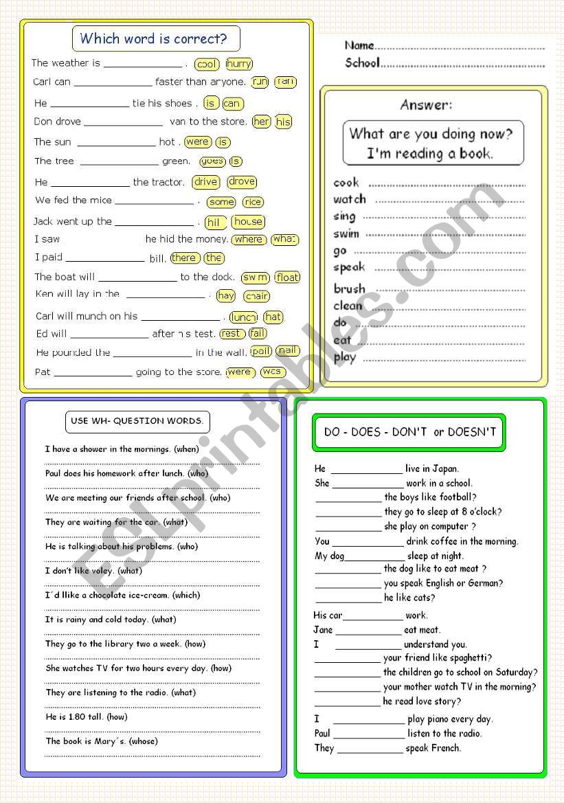 Review - Verbs worksheet