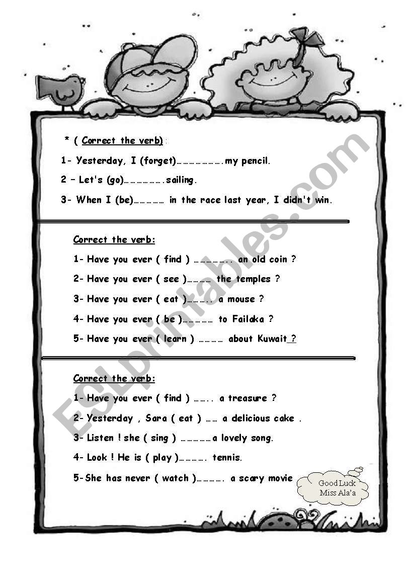 verbs worksheet