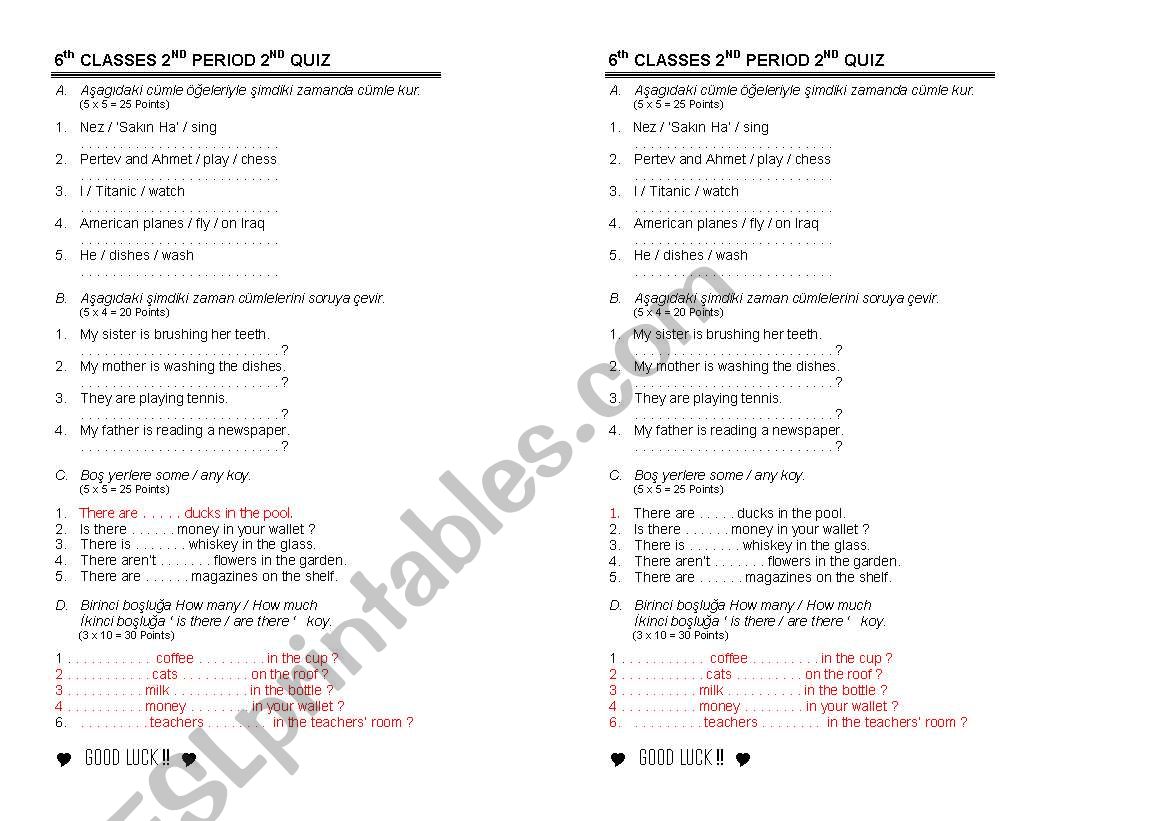 general test worksheet