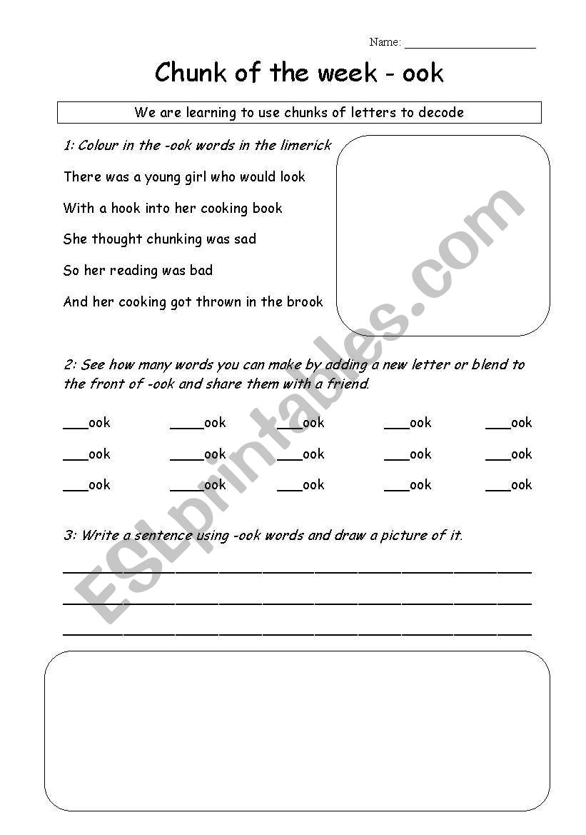 Chunk of the week -ook worksheet