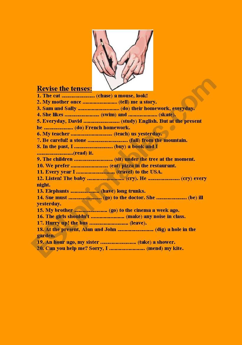 Revise Verb Tenses worksheet