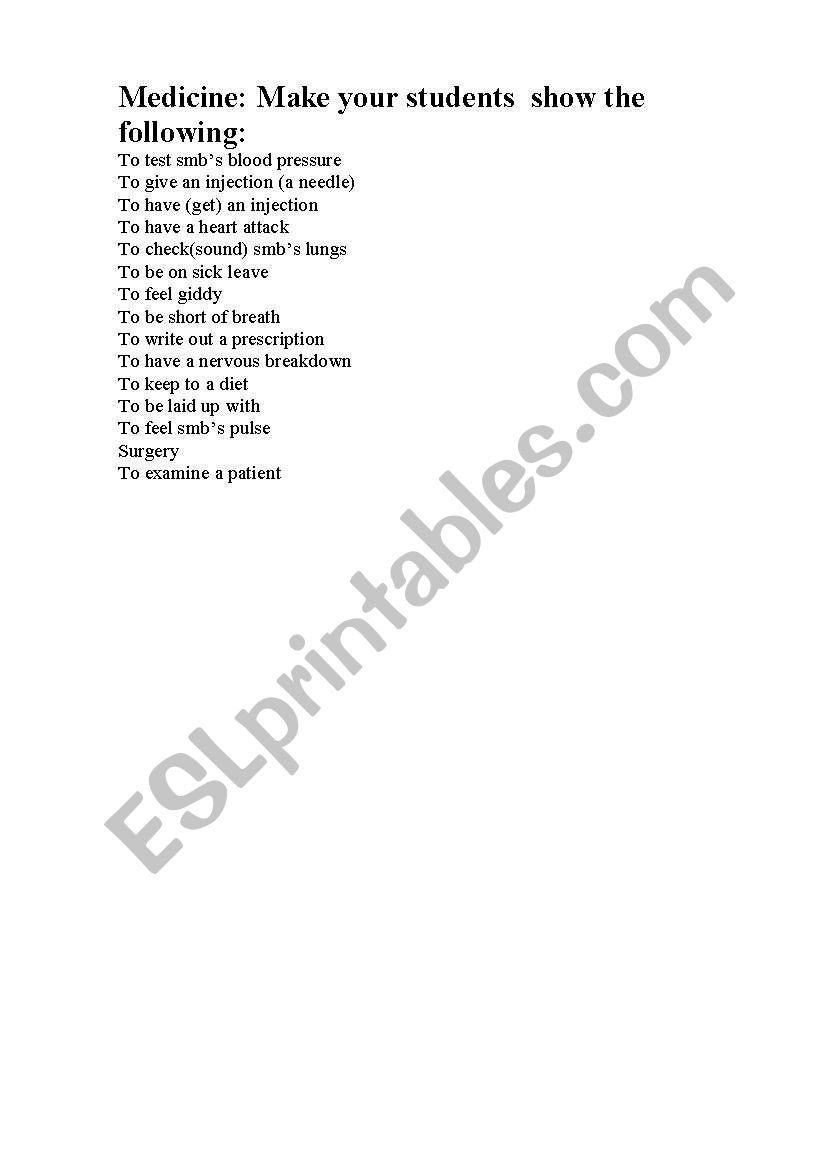 Health worksheet