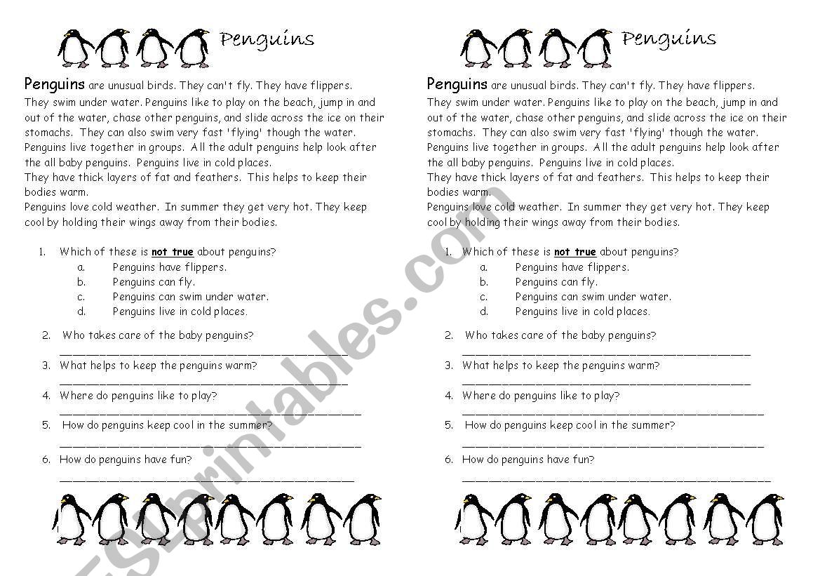 Penguins worksheet