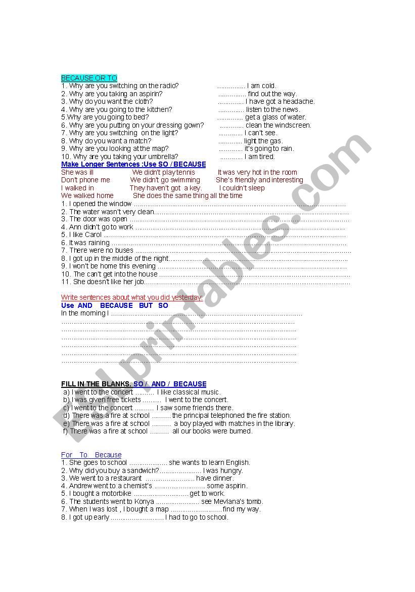 Conjunctions worksheet