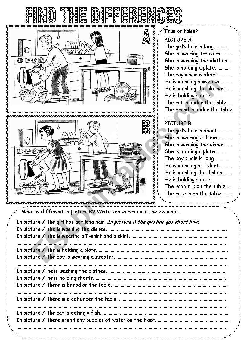 FIND THE DIFFERENCES worksheet