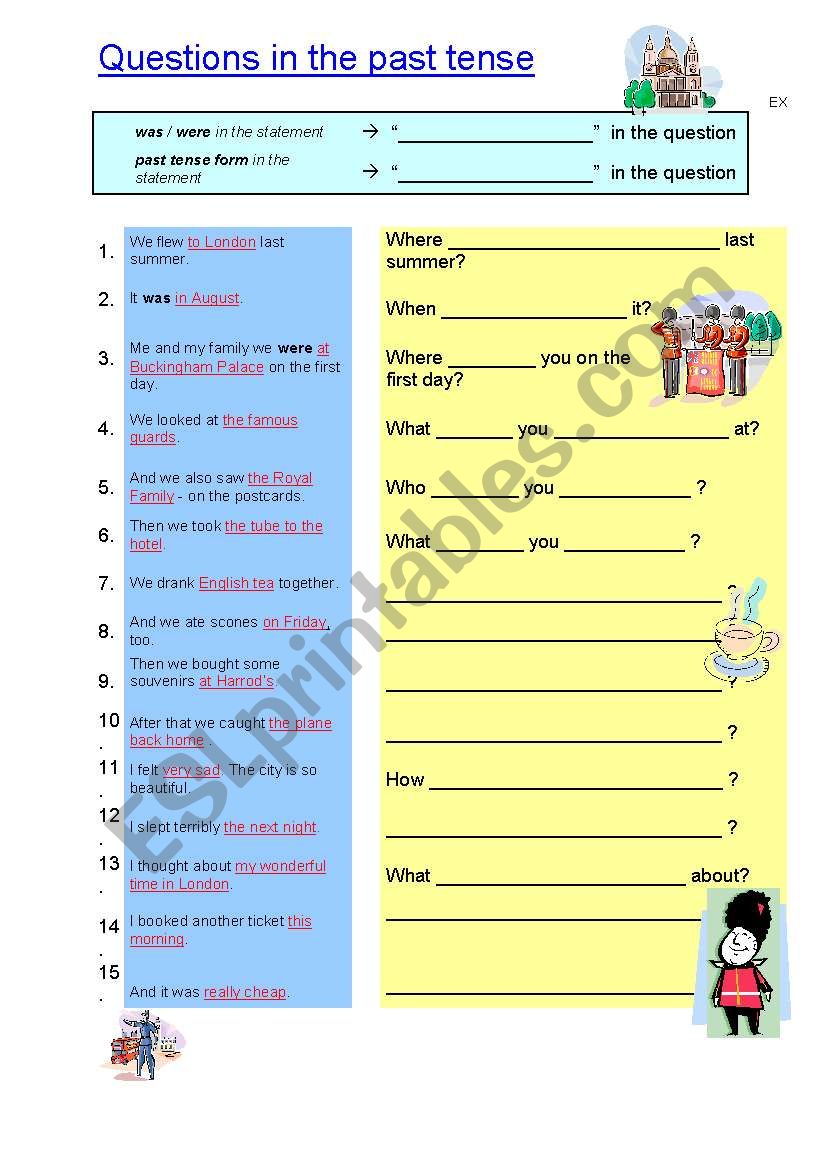 Questions in the past tense worksheet