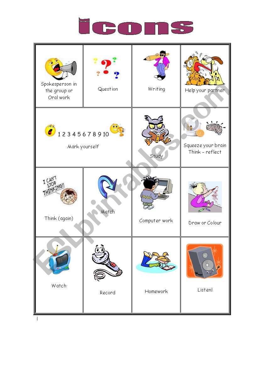 Icons for printables or flashcards