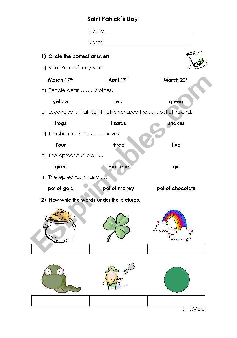 Saint Patricks day  worksheet