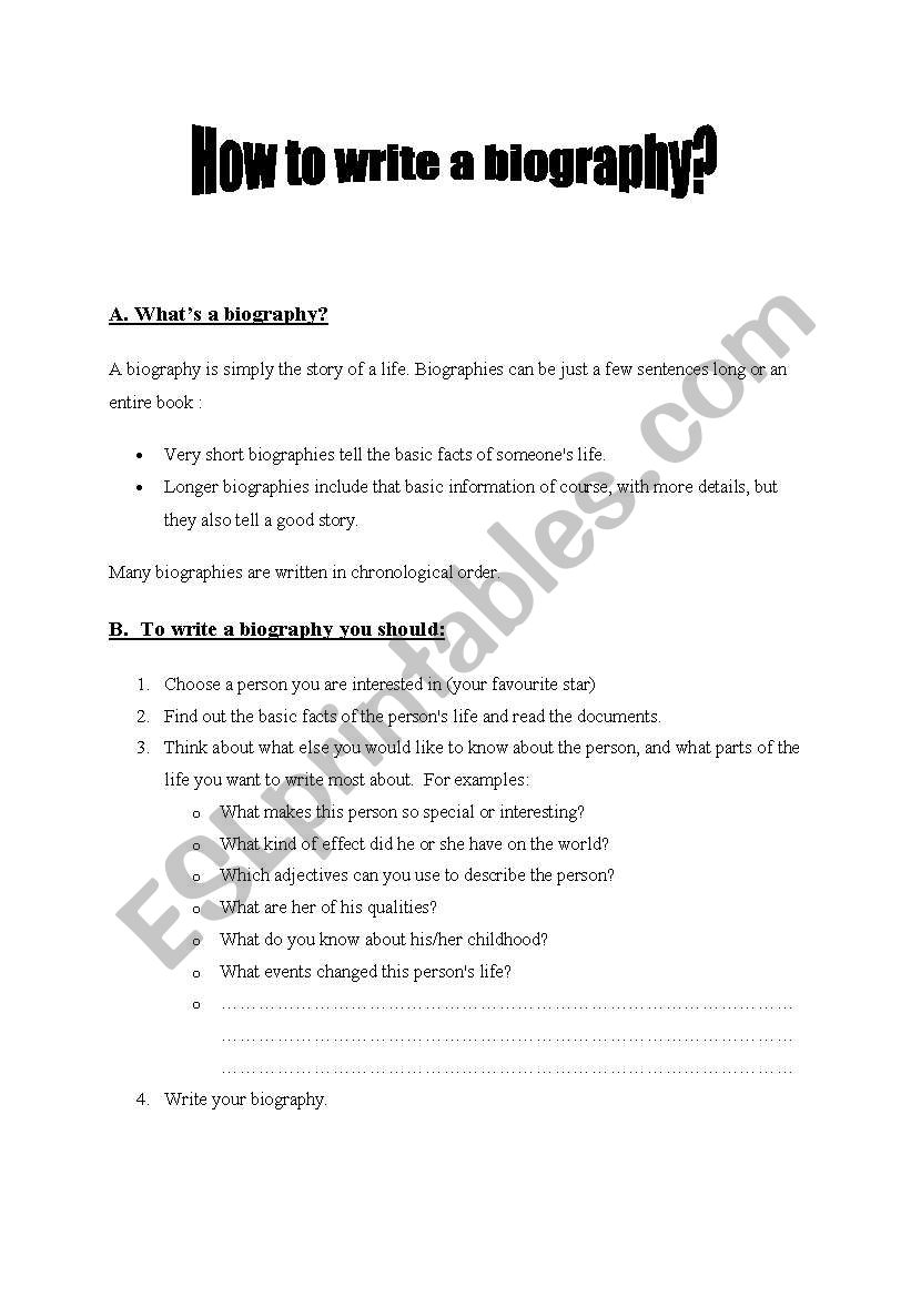 Biography worksheet