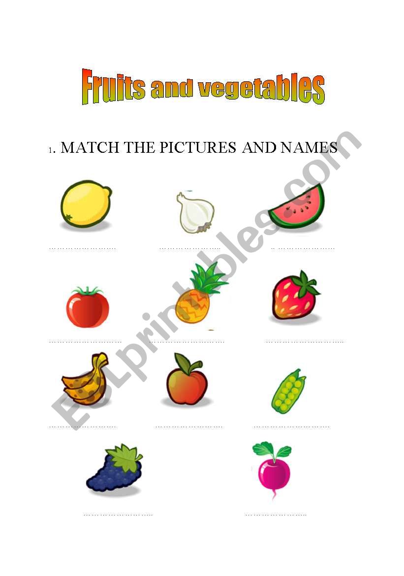 Fruits and vegetables worksheet