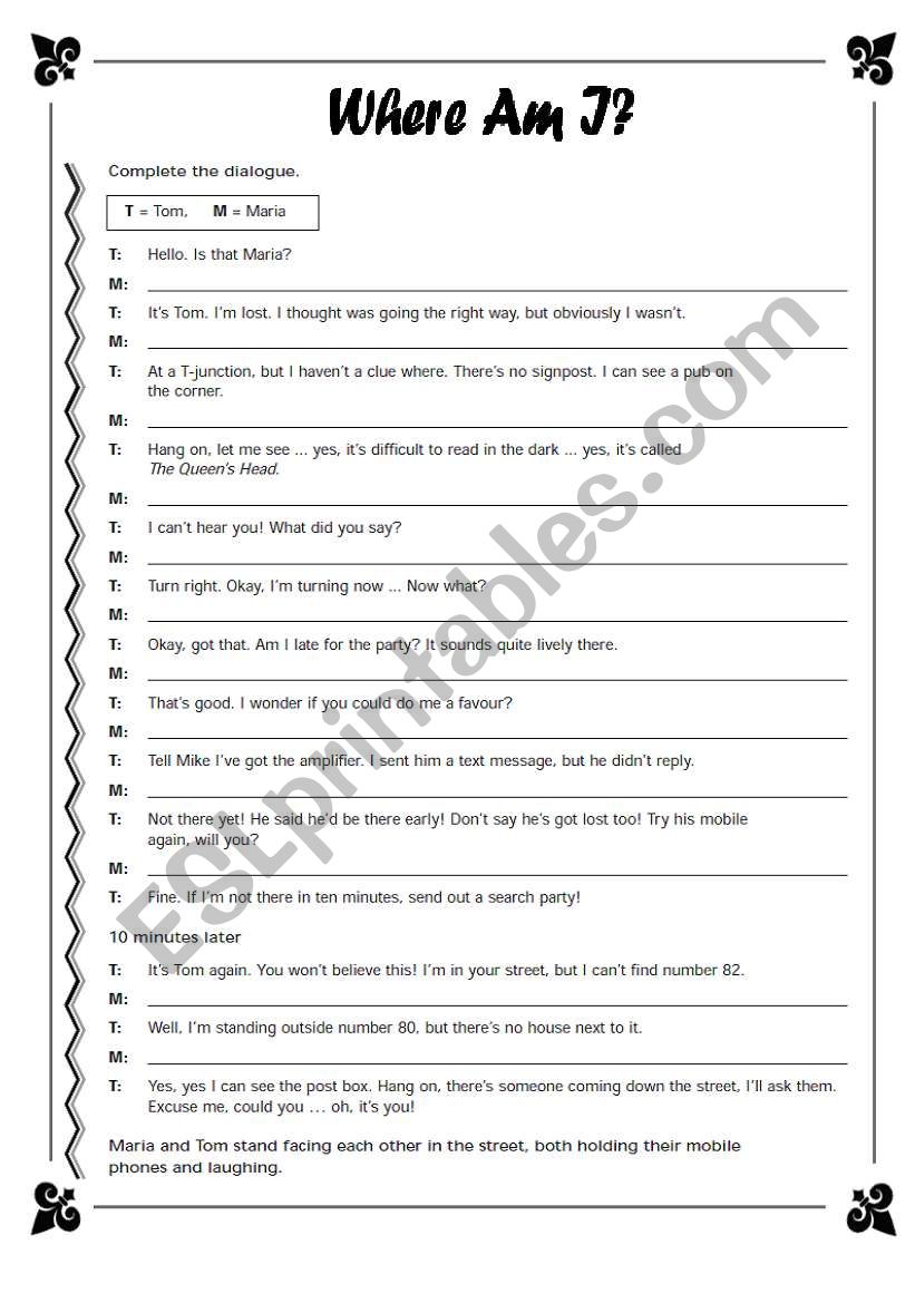 where am I? worksheet