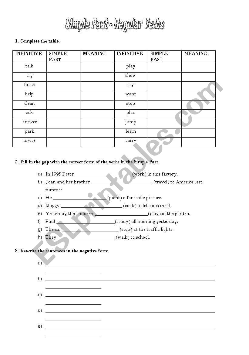 Simple PAst worksheet