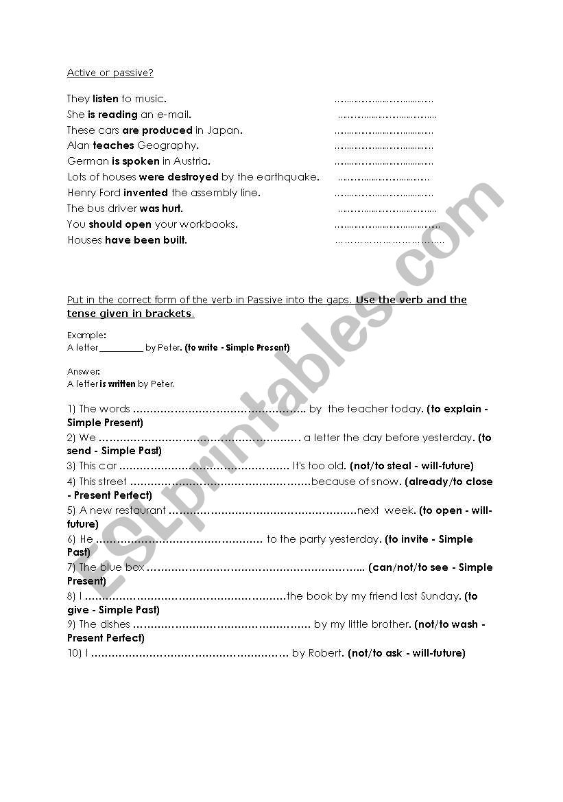 Passive voice worksheet