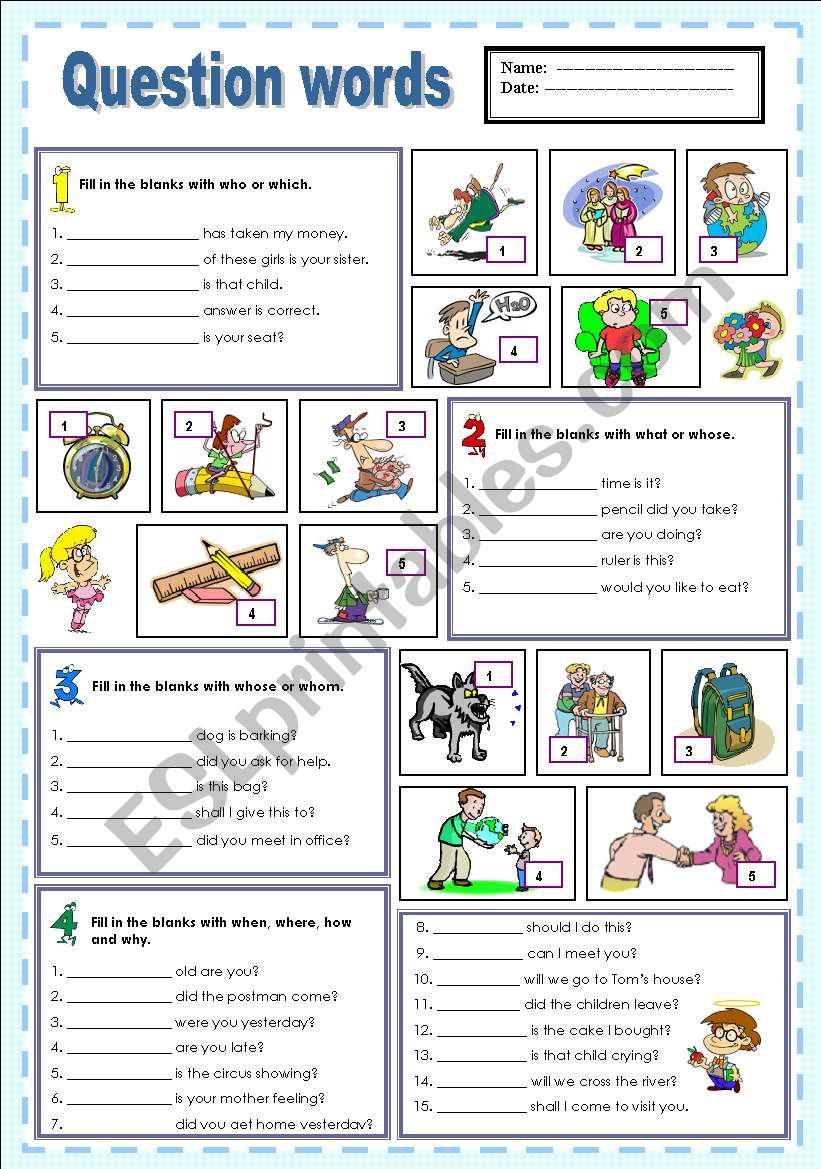 Question words worksheet