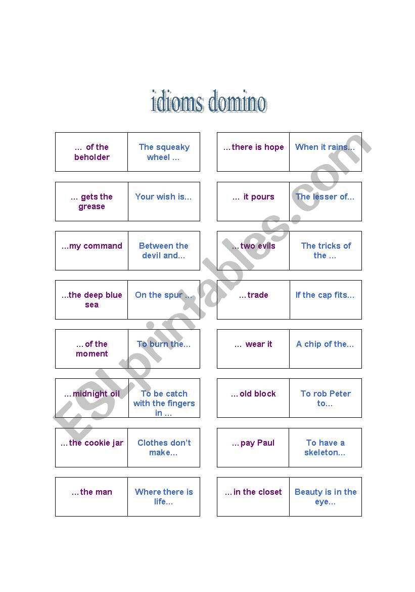 idioms domino worksheet